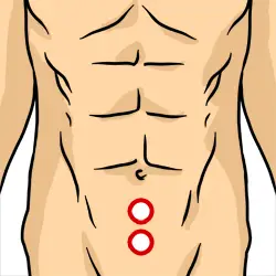Acupressure Point - Conception Vessel 6 (upper) and 4 (lower)